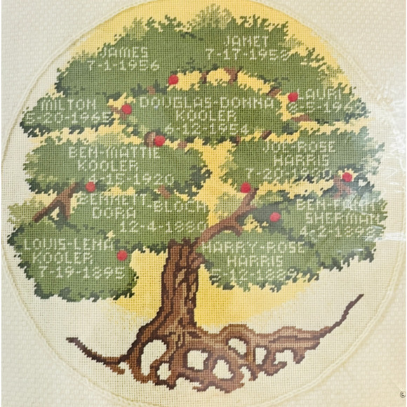Sunset Needlepoint Kit Our Family Tree #6905 Vintage 1980 Ancestry Kooler READ - Picture 1 of 9